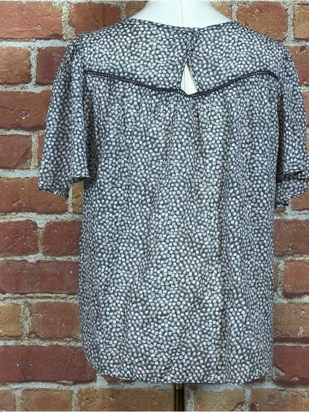 Women's Gray Dot Print Short Sleeve Dress